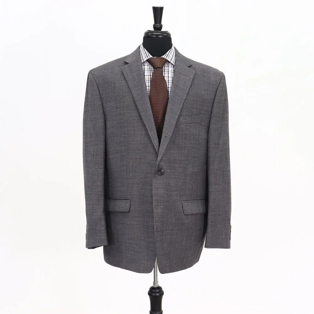 Chaps 48R Gray Solid 2-Button Sport Coat Blazer Jacket G250